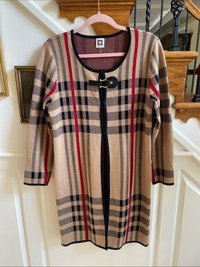 ANNE KLEIN Plaid Cardigan